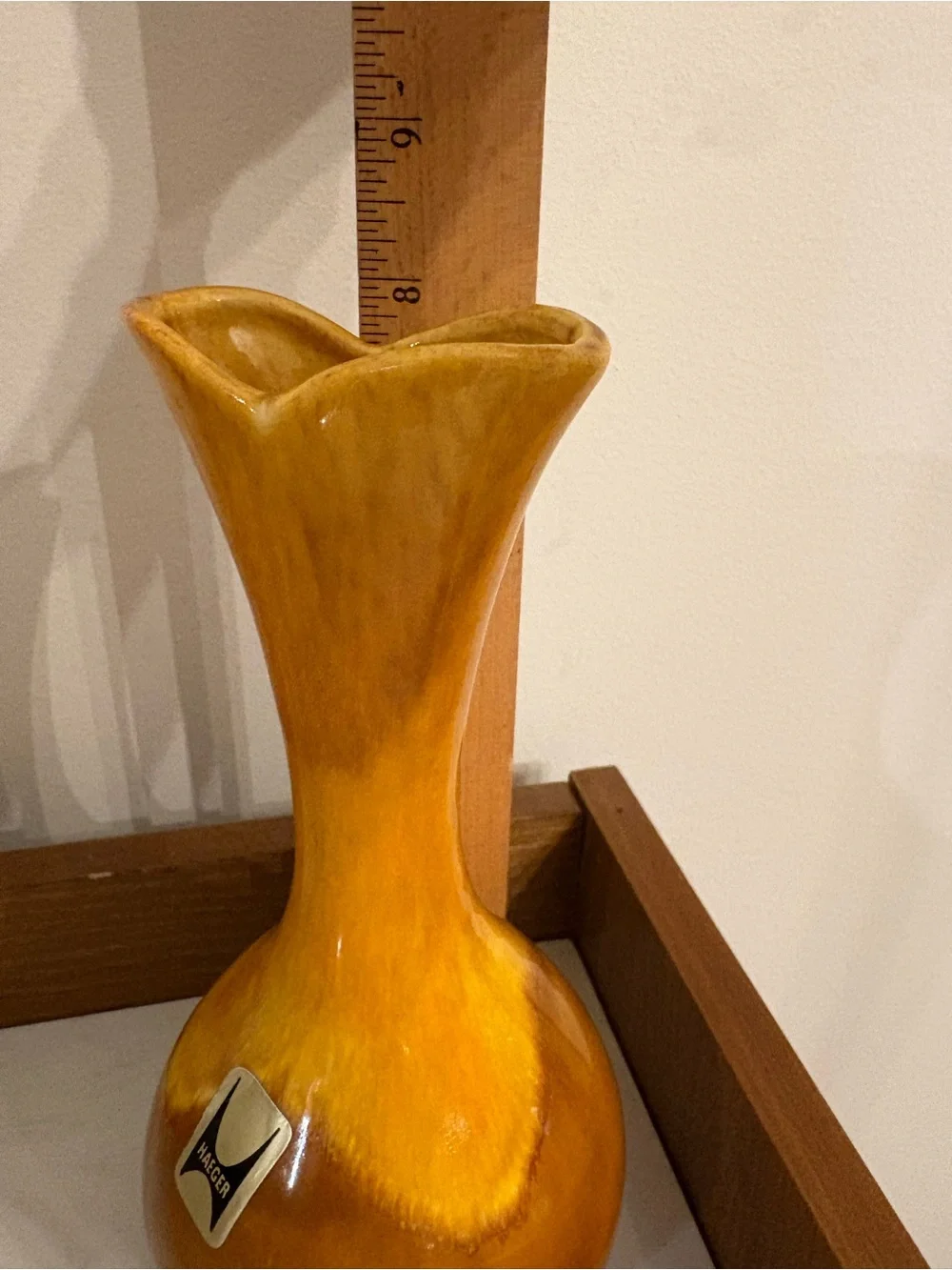 Vintage Haeger 4001 USA Amber /Gold Ceramic Bud Vase from 1960’s.